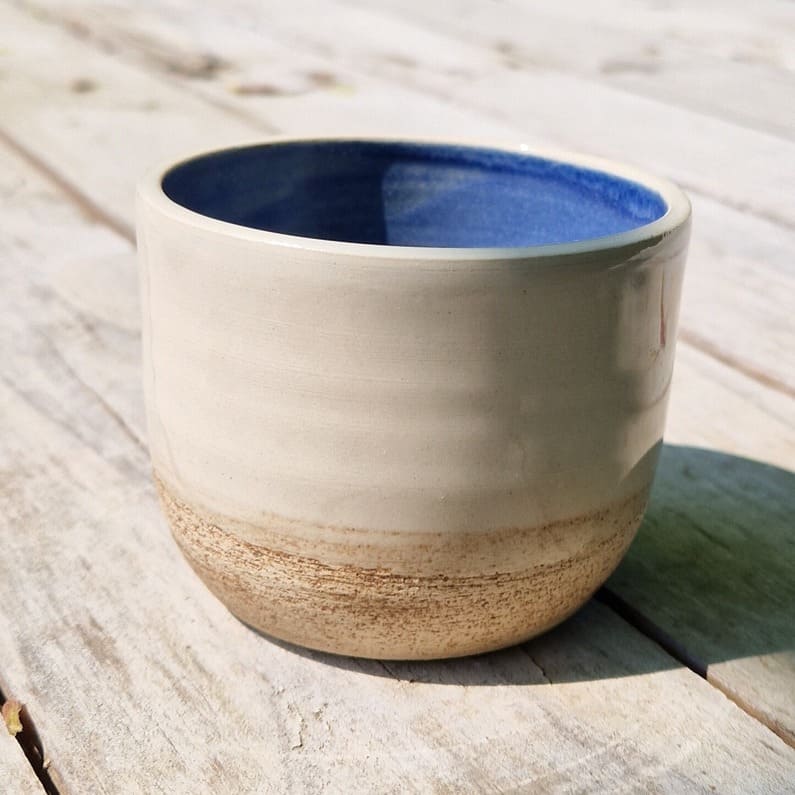 Lille kop i keramik uden hank Dueblå
